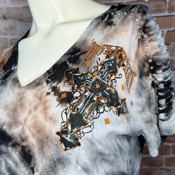 Affliction Women’s Graphic Short Sleeve Tye-Dye T-Shirt -NWT - Picture 3 of 9